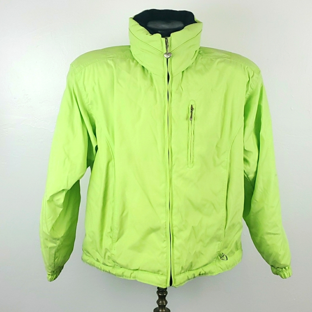 Obermeyer Women  Size 14 Ski Snowboard Jacket Green Hooded Full Zip